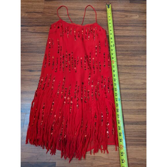 Free People Crystal Clear Mini Dress- Size Small- Red - Picture 5 of 11